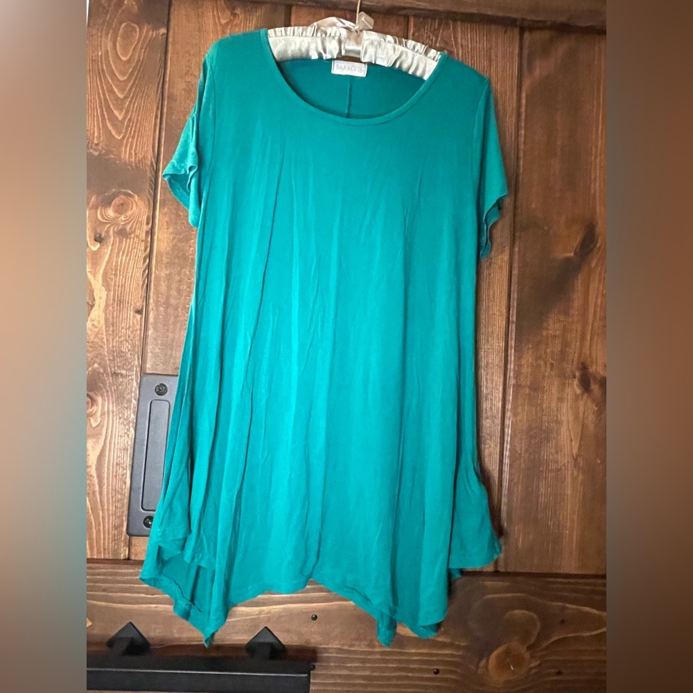 S Green Rayon Blend Shirt Dress